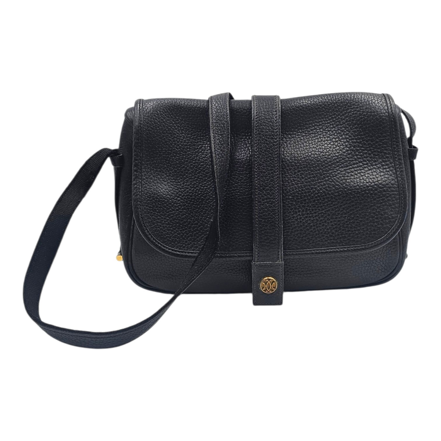 HERMES SAC NOUMEA EN CUIR NOIR (MANQUE UN RIVET) VINTAGE CIRCA 1984