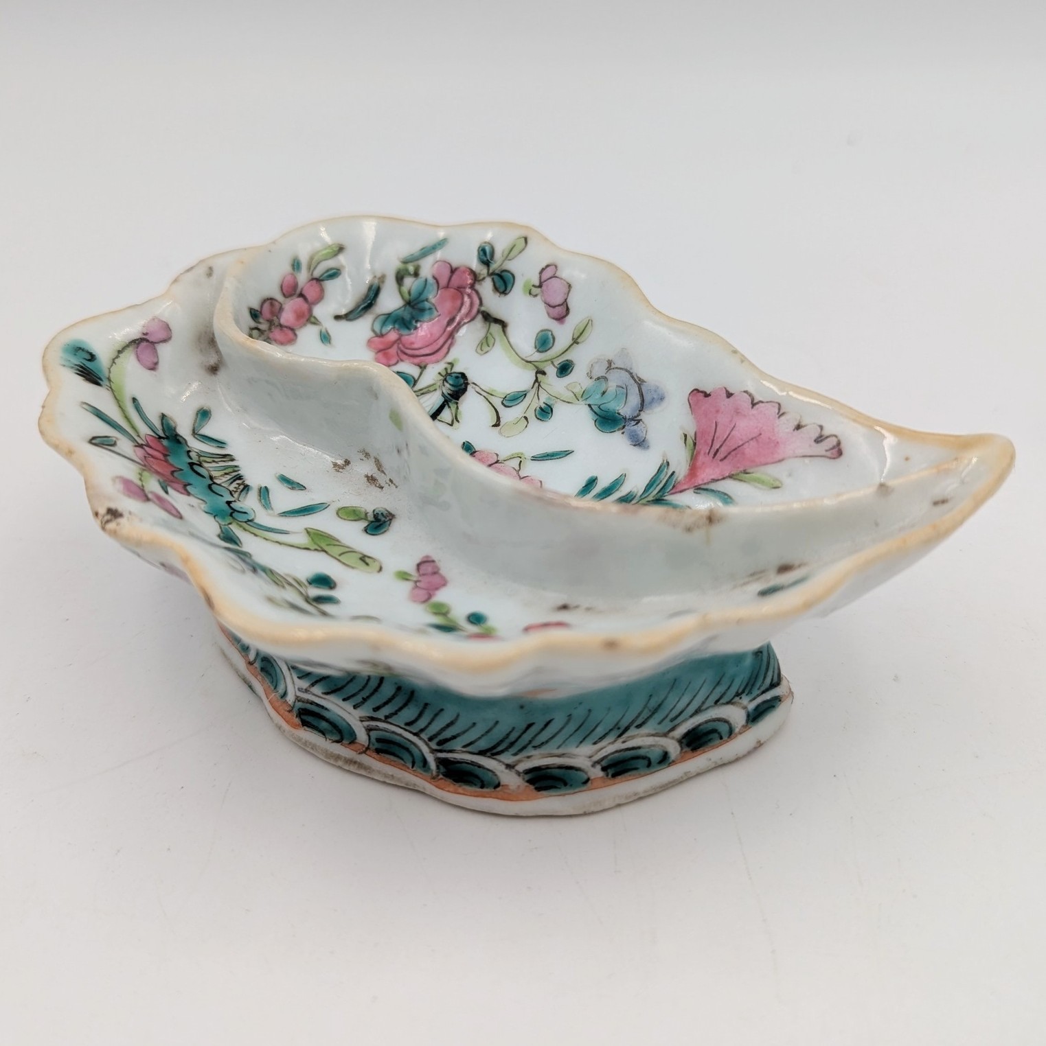 COUPELLE DOUBLE EN PORCELAINE CHINOISE TLIN CHIH 11.8 CM